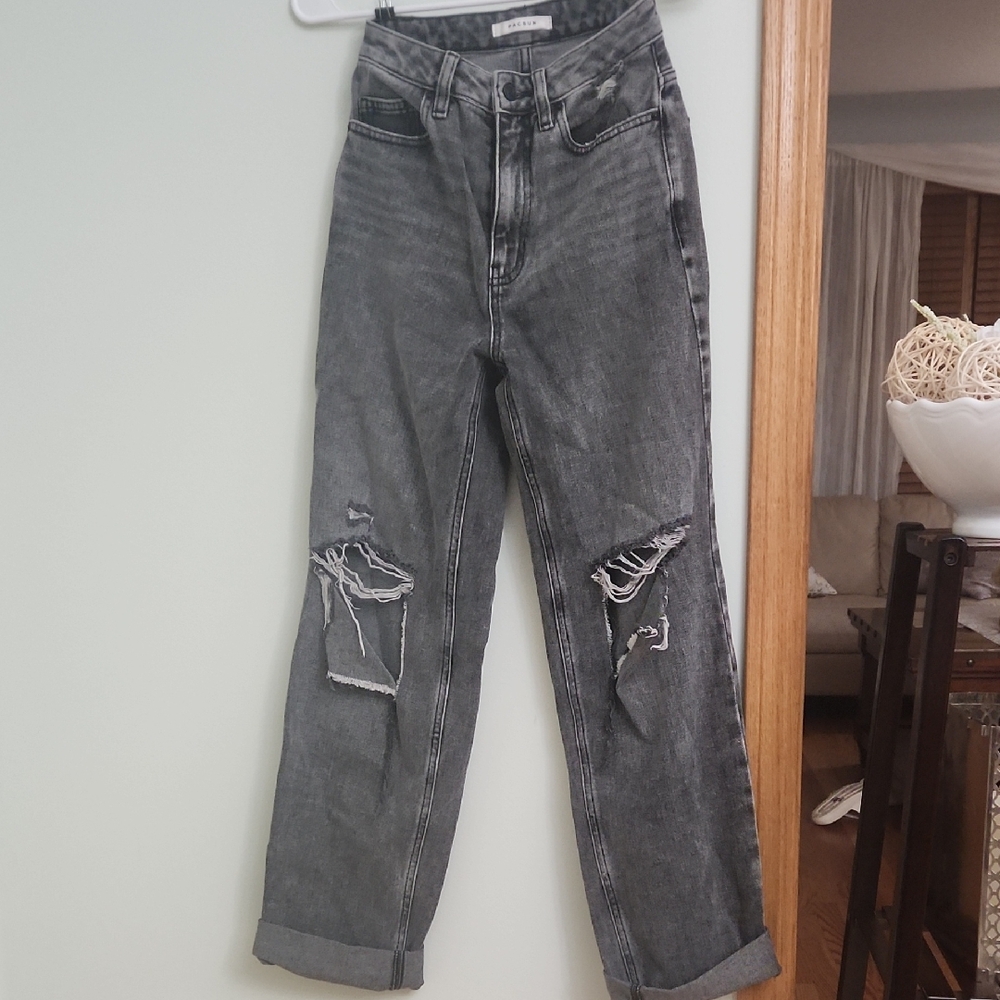 PacSun Charcoal Distressed Boyfriend Jeans